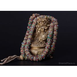 Четки 108 бусин  (13мм кость яка коралл бирюза медь)-