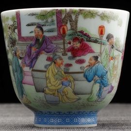 Пиала 175мл «Ночной пир в персиковом саду», фэнцай эпохи Юнчжэна (402587)-