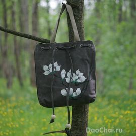 Сумка «Белая магнолия» 35х33см, ручная роспись (80575)-