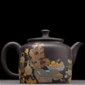 Чайник 230мл «Четыре сокровища учёного»,  мастер Цзян Ламэн (791082)-