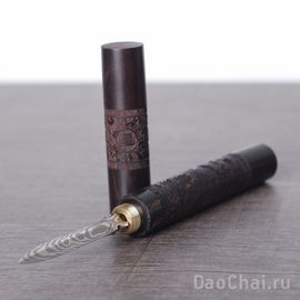 Нож для колки пуэра "Дракон и Феникс", черный сандал (81220)-