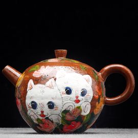 Чайник 175мл "Котики", керамика из Цзиндэчжэнь (403513)-