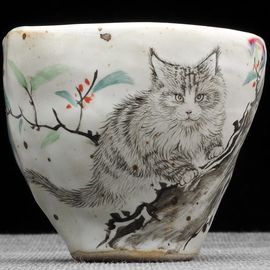Пиала 95мл "Котик", керамика из Цзиндечжень, Цзе Чжицзюнь (403822)-