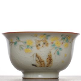 Пиала 105мл "Котик", керамика жуяо, шелкография (54273)