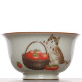 Пиала 100мл "Котик", керамика жуяо, шелкография (54390)