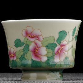 Пиала 85мл "Цветы", фарфор из Цзиндечжень (404426)-