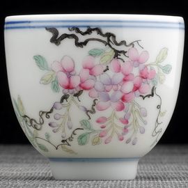 Пиала 75мл "Цветы", фарфор из Цзиндечжень (404445)-