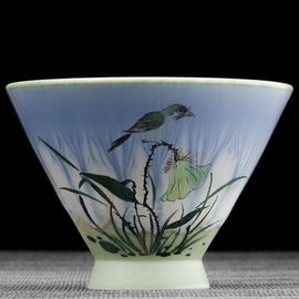Пиала 85мл "Птица на лотосе", фарфор из Цзиндечжень (404449)-