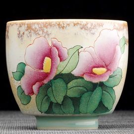 Пиала 90мл "Цветы", фарфор из Цзиндечжень (404465)-