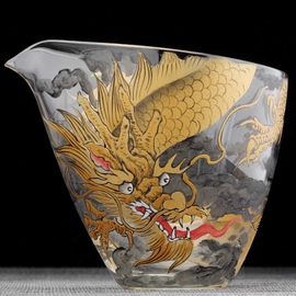 Чахай 220мл "Золотой дракон", стекло, роспись Цзиндечжень (404512)-