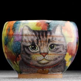 Пиала 150мл "Котик", керамика из Цзиндечжень (404523)-