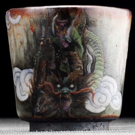 Пиала 95мл "Сунь Укун и Правитель Восточного моря", керамика из Цзиндечжень (404531)-