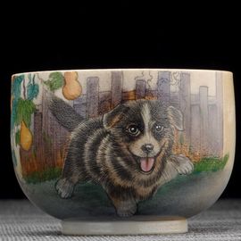 Пиала 110мл "Щенок", фарфор из Цзиндечжень (404534)-