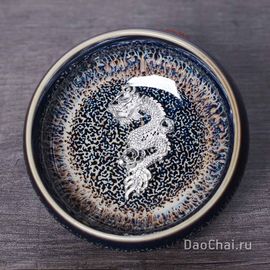 Пиала 85мл «Дракон», обливная керамика, серебро (51979)-