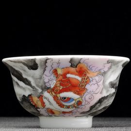 Пиала 155мл "Танцующий лев", фарфор из Цзиндечжень (404571)-