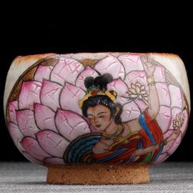 Пиала 110мл "Гуаньинь в лотосе", керамика из Цзиндечжень (404562)-