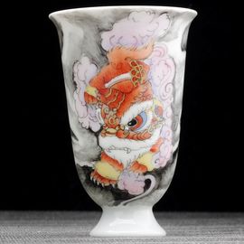 Пиала 85мл "Танцующий лев", фарфор из Цзиндечжень (404572)-