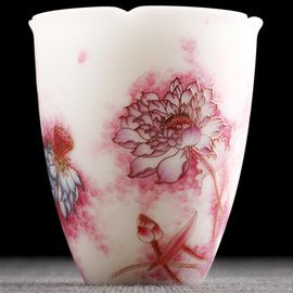 Пиала 90мл "Лотосы", сушао янчжиюй фарфор (53855)-