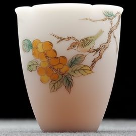 Пиала 90мл "Мушмула", сушао янчжи юй фарфор, шелкография (54115)-