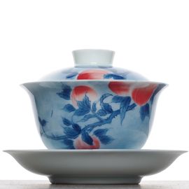 Гайвань 185мл "Персики долголетия", фарфор, ручная роспись (500476)-