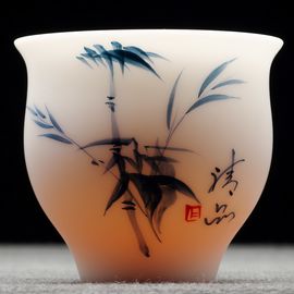 Пиала 75мл "Бамбук", роспись, сушао янчжиюй фарфор (54048)-