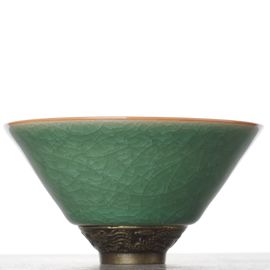 Пиала 105мл, зеленый кракле, латунь (54779)