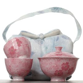 Дорожный набор "Цветы", гайвань 120мл, 2 пиалы (7547)-