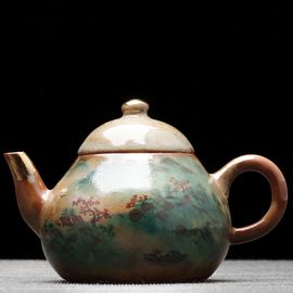 Чайник 115мл "Пейзаж", дровяной обжиг, керамика (77430)