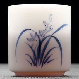 Пиала 95мл "Орхидея", роспись, сушао янчжиюй фарфор (54767)-