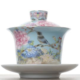 Гайвань 160мл "Цветы", имитация фаланцай, шелкография (500587)-