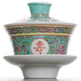 Гайвань 235мл антикварная "Вань Шоу У Цзян", 60-е Цзиндэчжень (402387)-