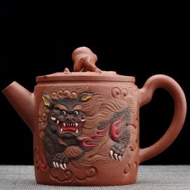 Чайник 145мл "Пион и лев", мастер Гао Шуйбо, исинская глина (7900146)-