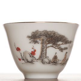 Пиала 55мл "Чаепитие под сосной", фарфор, шелкография (54176)-
