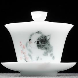 Гайвань 170мл "Котик", роспись, бинчжун фарфор (500514)-