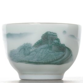 Пиала 70мл "Великая Китайская стена", фарфор, шелкография (54794)