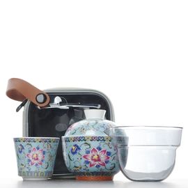 Дорожный набор "Цветы", фарфор, гайвань 140мл (7550)-