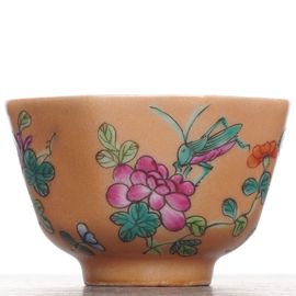 Пиала 55мл "Цветы", фэнцай, фаланцай, фарфор из Цзиндечжень (403765)-