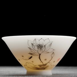 Пиала 95мл "Рыбка и лотос", сушао бинчжун фарфор (54721)-