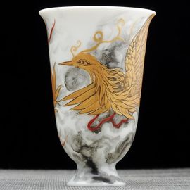 Пиала 85мл "Феникс", мохуа, фарфор из Цзиндечжень (404625)-