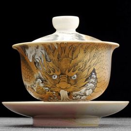 Гайвань 210мл "Золотой дракон", керамика из Цзиндечжень (404632)-