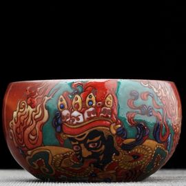 Пиала 140мл "Черный Цайшэн", керамика из Цзиндечжень (404653)-