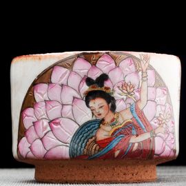 Пиала 225мл "Гуаньинь в лотосе", керамика из Цзиндечжень (404678)-