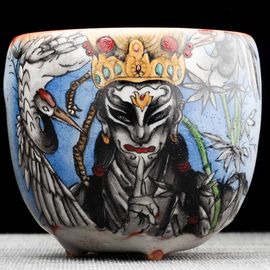 Пиала 205мл "Белый журавленок", керамика из Цзиндечжень (404687)-