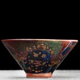 Пиала 60мл "Шестирукий Махакала", керамика из Цзиндечжень (404689)-