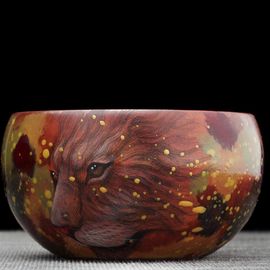 Пиала 140мл "Лев", керамика из Цзиндечжень (404691)-