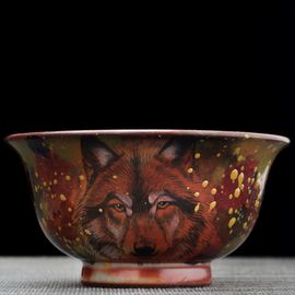 Пиала 120мл "Волк", керамика из Цзиндечжень (404692)-