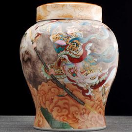 Чайница 1600мл "Переполох в небесных чертогах", керамика из Цзиндечжень (87380)-