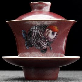 Гайвань 140мл "Оранда красная", фарфор из Цзиндечжень (404717)-