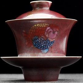 Гайвань 140мл "Оранда красная", фарфор из Цзиндечжень (404718)-