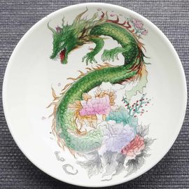 Пиала 115мл "Цинлун - зеленый дракон", фарфор из Цзиндечжень (404749)-